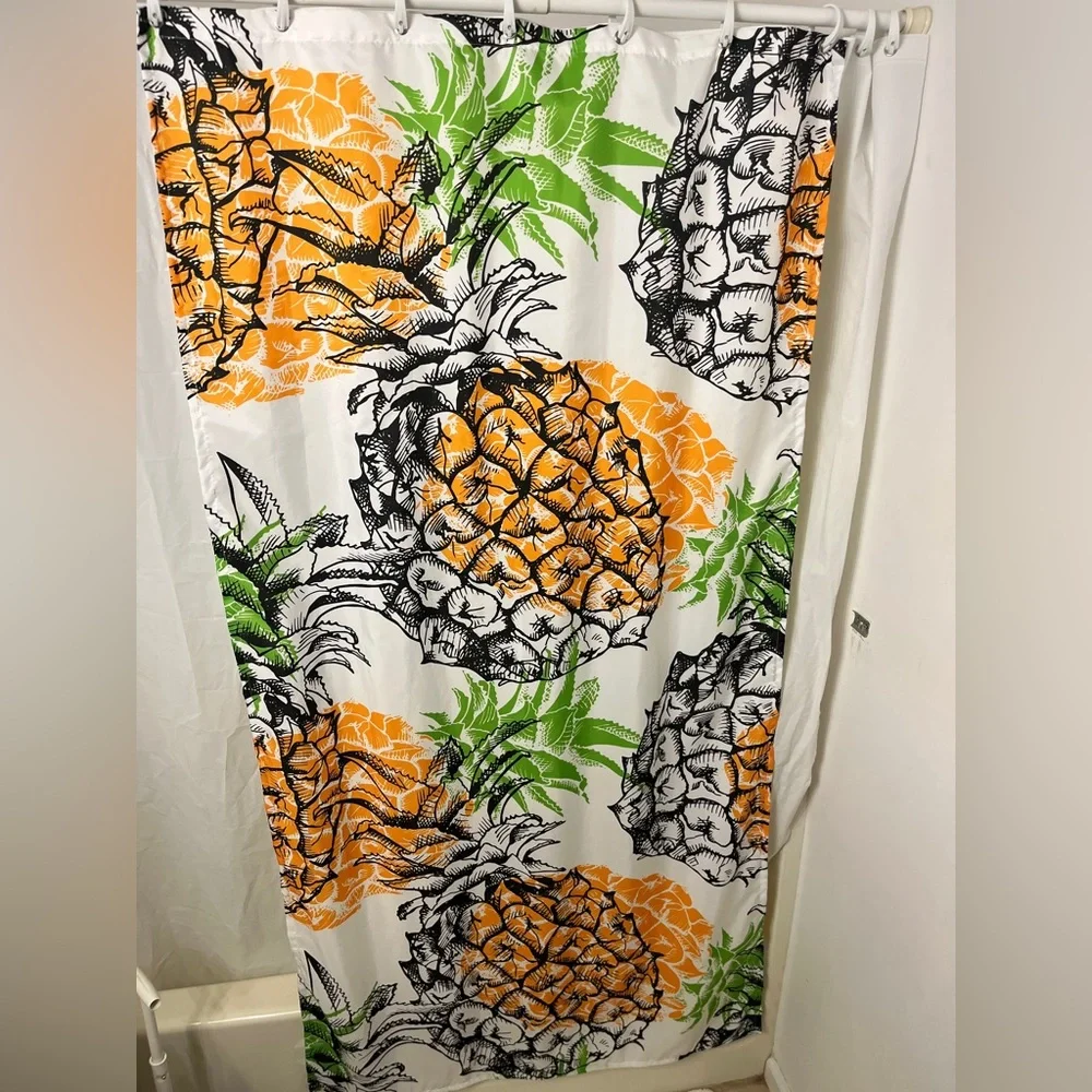 Pineapple Bathroom Decor single Shower Curtain pineapple rug & 2 pictures Dorm